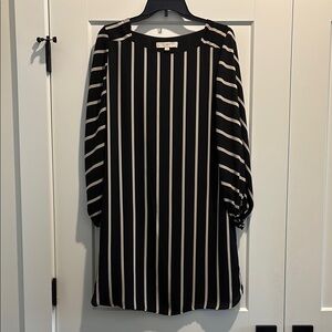 LOFT Black and White Crew Neck Dress